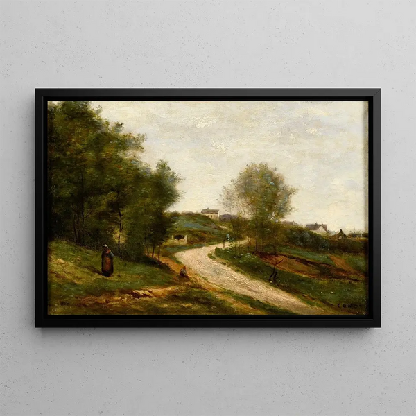 Gouvieux near Chantilly - Jean-Baptiste-Camille Corot — framed artwork on a wall