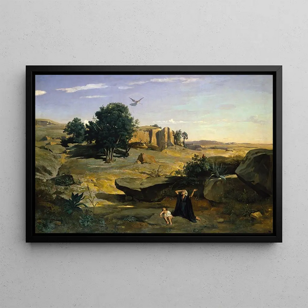 Agar dans le désert - Jean-Baptiste-Camille Corot — framed artwork on a wall
