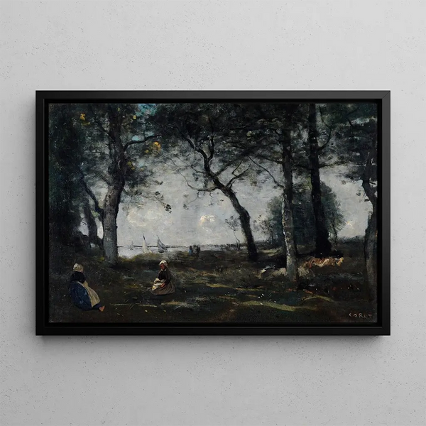 Honfleur Painting - Jean-Baptiste-Camille Corot — framed artwork on a wall