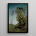 Italian villa behind the pines - Jean-Baptiste-Camille Corot — framed artwork on a wall