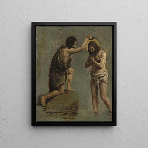 Study of Jesus and Saint John for The Baptism of Christ - Jean-Baptiste-Camille Corot — framed artwork on a wall