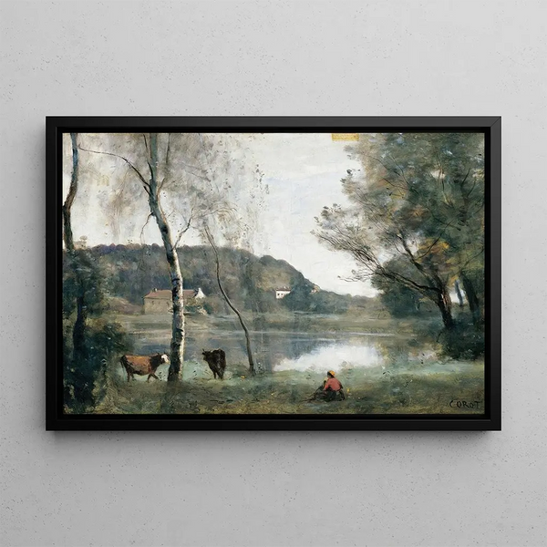 L'Étang de Ville-d'Avray - Jean-Baptiste-Camille Corot — framed artwork on a wall