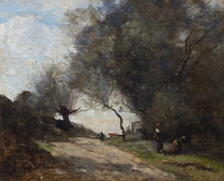 The harvest at the edge of the path - Jean-Baptiste-Camille Corot — artwork view