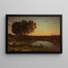 Landscape painting with lake and boatman - Jean-Baptiste-Camille Corot — framed artwork on a wall