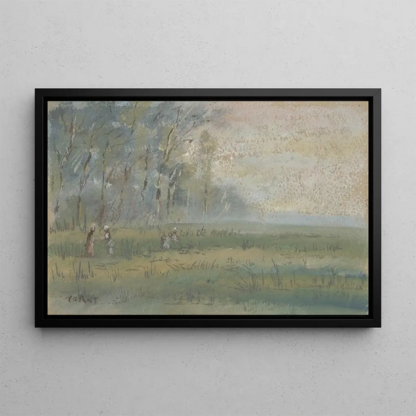 Landscape near Bussières - Jean-Baptiste-Camille Corot — framed artwork on a wall