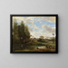 Washers by the water's edge - Jean-Baptiste-Camille Corot — framed artwork on a wall