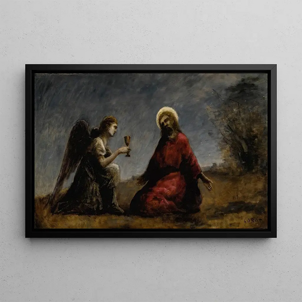 The Christ in the Garden of Olives - Jean-Baptiste-Camille Corot — framed artwork on a wall