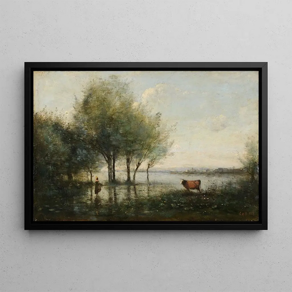Le Marais - Jean-Baptiste-Camille Corot — framed artwork on a wall