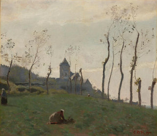 Le Tréport, a port and a church - Jean-Baptiste-Camille Corot — artwork view