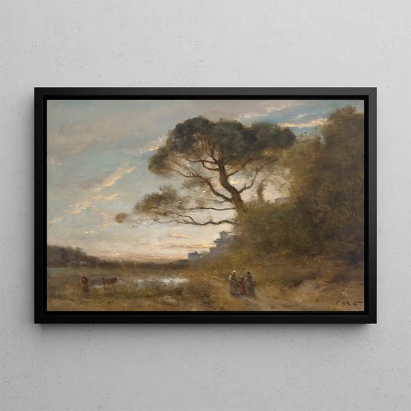Le grand pin parasol Souvenir d'Italie - Jean-Baptiste-Camille Corot — framed artwork on a wall