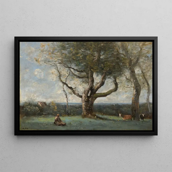 The Big Tree, Gournay area - Jean-Baptiste-Camille Corot — framed artwork on a wall