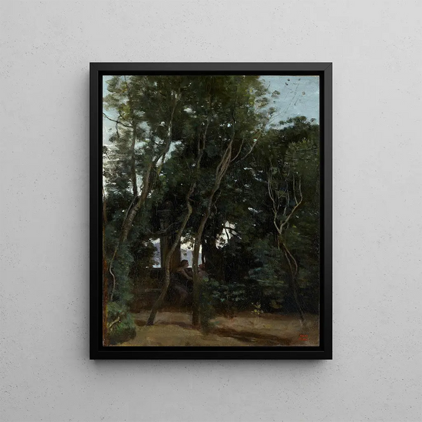 The morning under the trees - Jean-Baptiste-Camille Corot — framed artwork on a wall