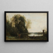 the fisherman in a boat at the shore - Jean-Baptiste-Camille Corot — framed artwork on a wall