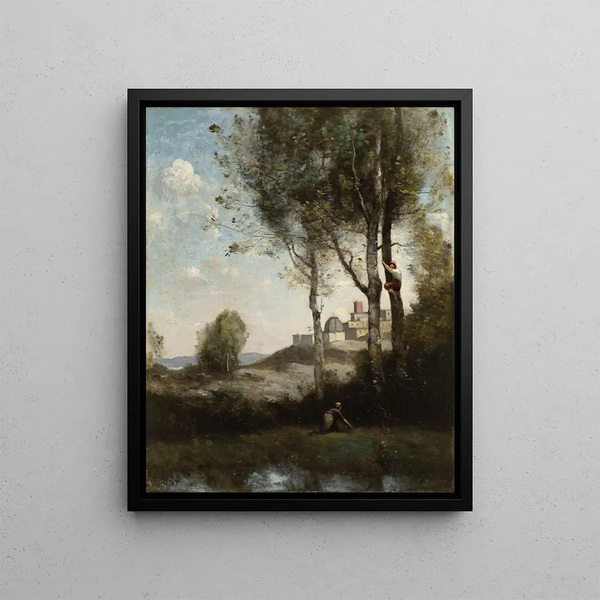 The Tuscan Diggers - Jean-Baptiste-Camille Corot — framed artwork on a wall