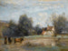Luzancy painting, small peasant houses by the water - Jean-Baptiste-Camille Corot — artwork view