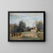 Luzancy painting, small peasant houses by the water - Jean-Baptiste-Camille Corot — framed artwork on a wall