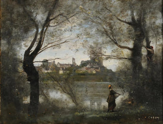 Mantes at dusk - Jean-Baptiste-Camille Corot — artwork view
