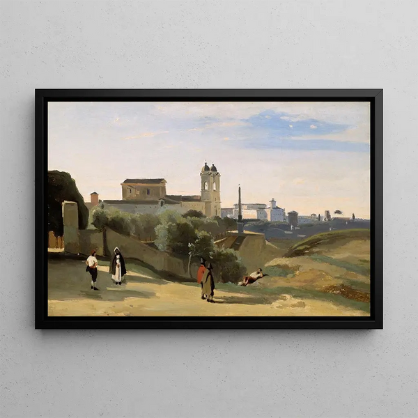 Mont Pincio, Rome - Jean-Baptiste-Camille Corot — framed artwork on a wall
