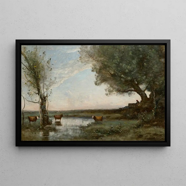 Marais Antiques - Jean-Baptiste-Camille Corot — framed artwork on a wall