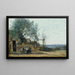 Peasants sitting at the door of a cabaret - Jean-Baptiste-Camille Corot — framed artwork on a wall
