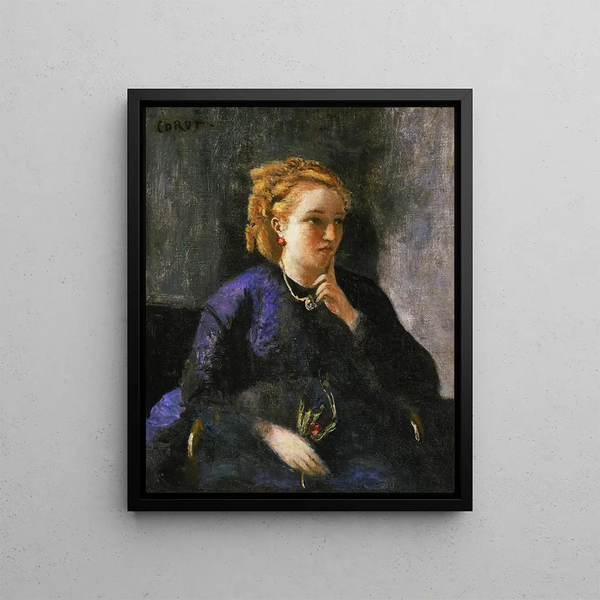 Portrait of a Woman - Jean-Baptiste-Camille Corot — framed artwork on a wall