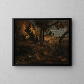 Saint Jerome - Jean-Baptiste-Camille Corot — framed artwork on a wall