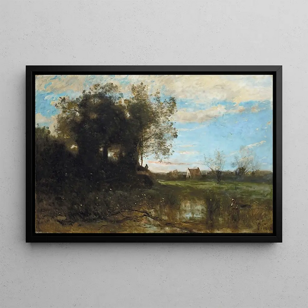 Souvenir des dunes de Dunkerque - Jean-Baptiste-Camille Corot — framed artwork on a wall