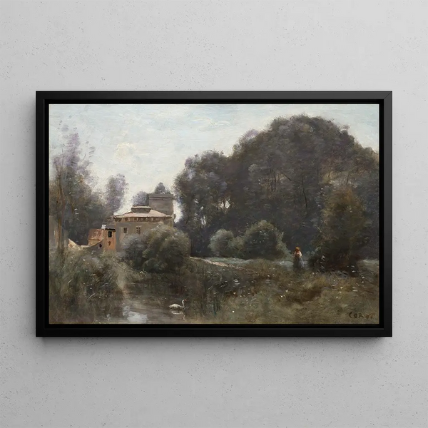 Souvenir of the Villa Borghèse - Jean-Baptiste-Camille Corot — framed artwork on a wall