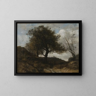 Souvenir de Normandie - Jean-Baptiste-Camille Corot — framed artwork on a wall