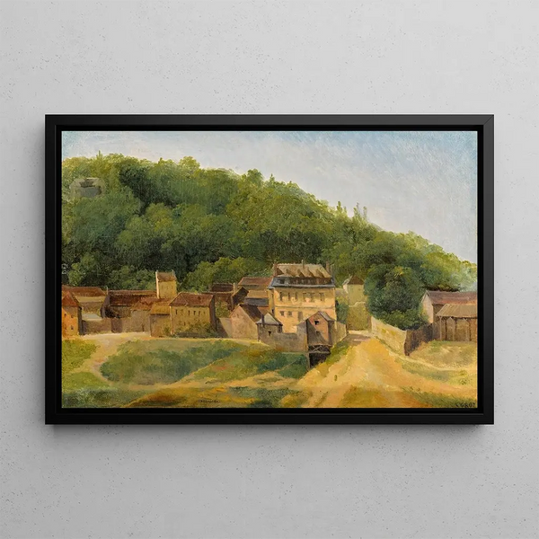 Les maisons Cabassud à Ville-d'Avray - Jean-Baptiste-Camille Corot — framed artwork on a wall