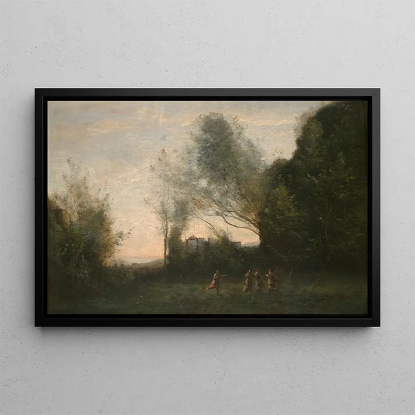 La Danse des nymphes - Jean-Baptiste-Camille Corot — framed artwork on a wall