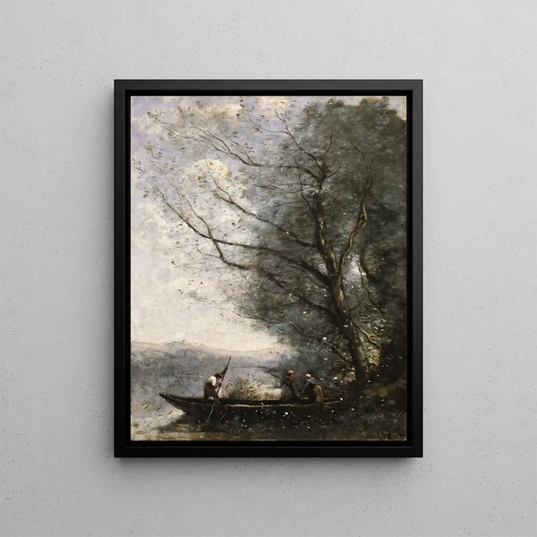 The ferryman - Jean-Baptiste-Camille Corot — framed artwork on a wall
