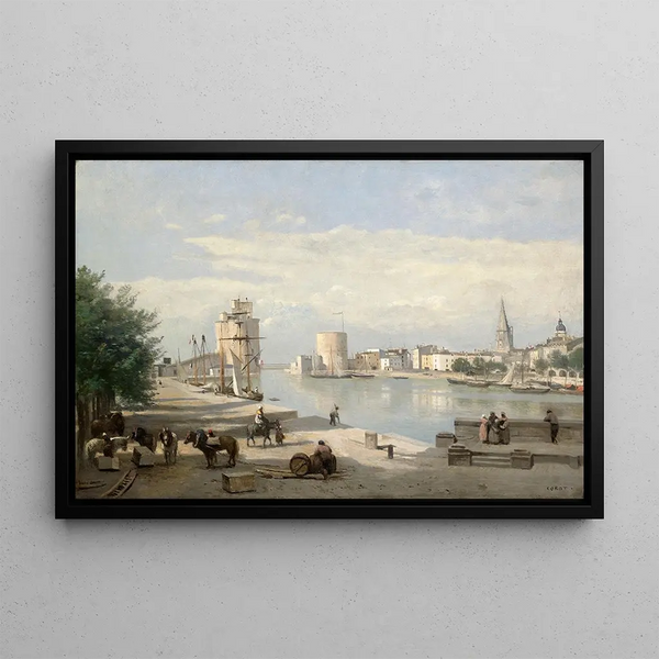 The Port of La Rochelle - Jean-Baptiste-Camille Corot — framed artwork on a wall