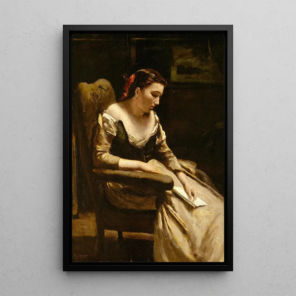 The Letter - Jean-Baptiste-Camille Corot — framed artwork on a wall