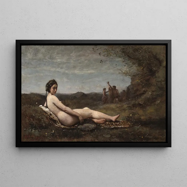 The Rest - Jean-Baptiste-Camille Corot — framed artwork on a wall