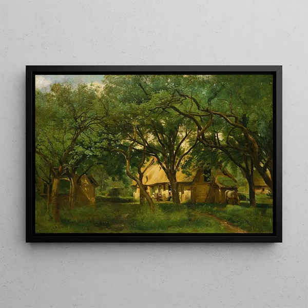 La Ferme Toutain à Honfleur - Jean-Baptiste-Camille Corot — framed artwork on a wall