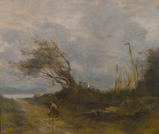 A gust of wind by the sea - Jean-Baptiste-Camille Corot — artwork view
