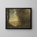 a Fisherman at the Line, Souvenir of the Mantes Bridge - Jean-Baptiste-Camille Corot — framed artwork on a wall
