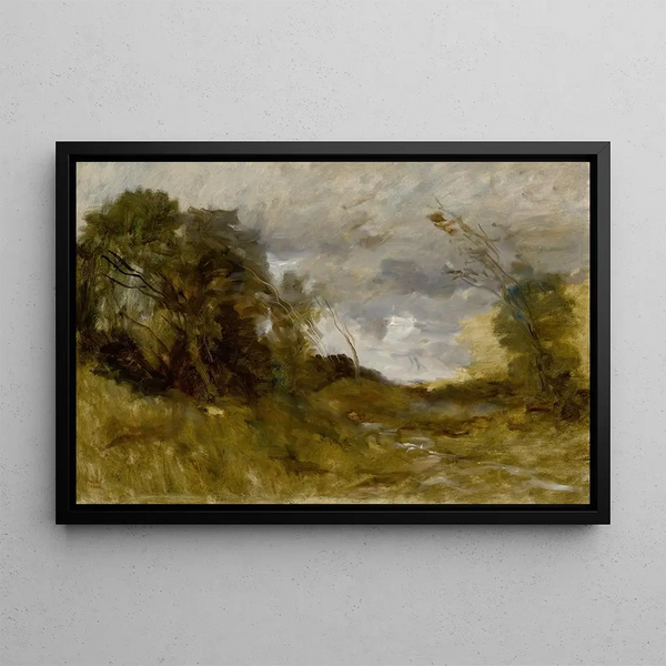 Solitary Valley Painting - Jean-Baptiste-Camille Corot — framed artwork on a wall