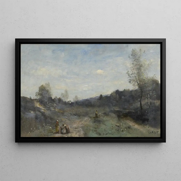 Vallons défrichés - Jean-Baptiste-Camille Corot — framed artwork on a wall
