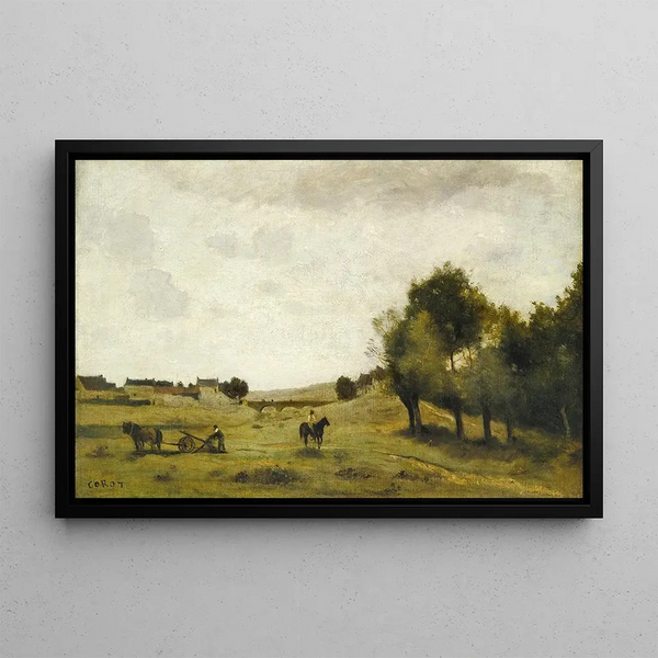 View near Épernon - Jean-Baptiste-Camille Corot — framed artwork on a wall