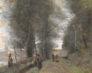 Forest Path in Ville-d'Avray bordering the pond - Jean-Baptiste-Camille Corot — artwork view
