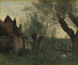 Willows and farm at Sainte-Catherine-les-Arras - Jean-Baptiste-Camille Corot — artwork view