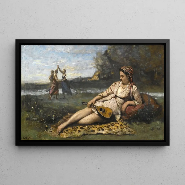 Young Women of Sparta - Jean-Baptiste-Camille Corot — framed artwork on a wall
