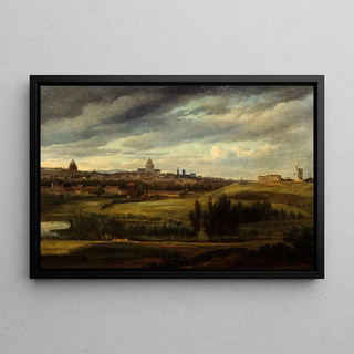 View of Paris taken from the heights of Gentilly - Jean-Baptiste-Gabriel Langlac — framed artwork on a wall