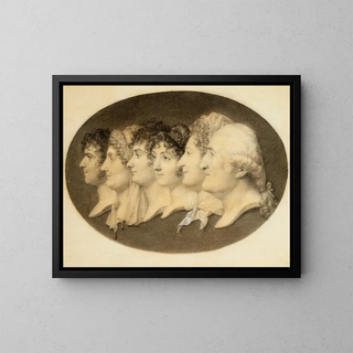 Portrait painting of Augustin and his family - Jean-Baptiste-Jacques Augustin — framed artwork on a wall