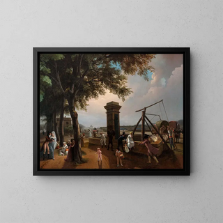 La Pompe Marchande du Cours la Reine - Jean-Baptiste Bizard — framed artwork on a wall