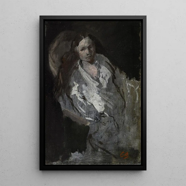Madame Carpeaux in a dressing gown - Jean-Baptiste Carpeaux — framed artwork on a wall