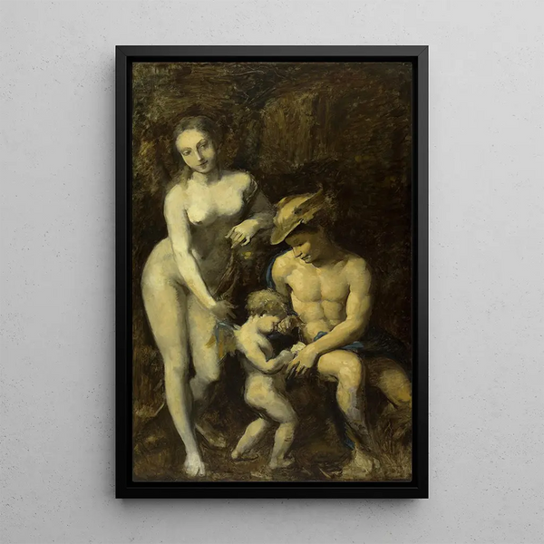 Mercury, Venus and Love after Corrège - Jean-Baptiste Carpeaux — framed artwork on a wall