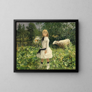 Mademoiselle Strobbe dans un parc - Jean-Baptiste Degreef — framed artwork on a wall